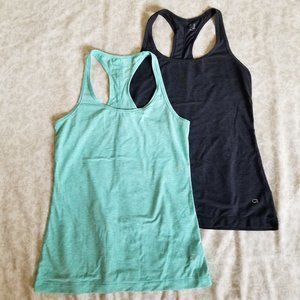2 GapFit racerback tanks (heathered black and heathered seafoam green)